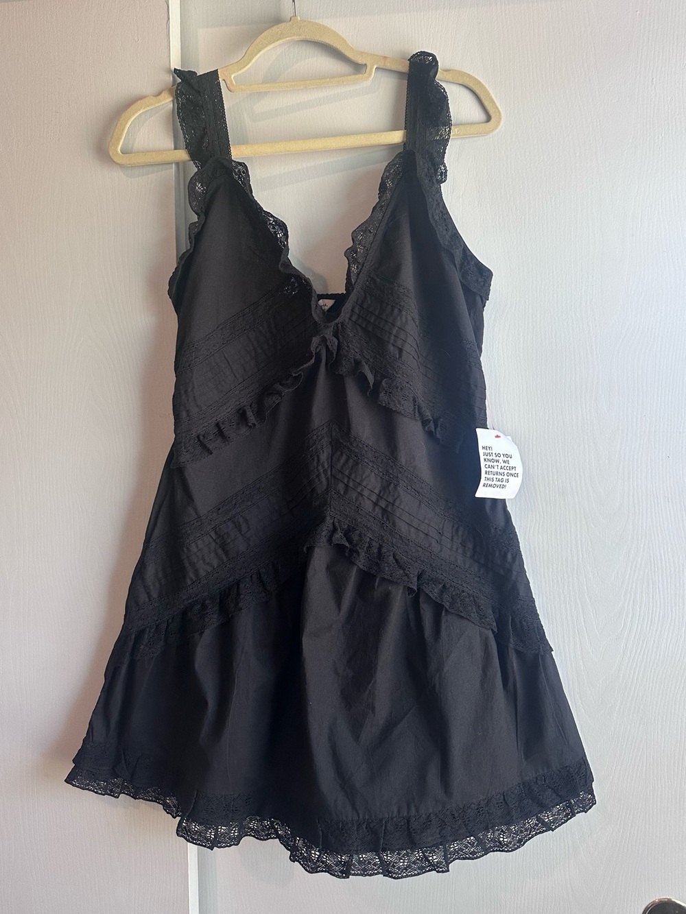 Miss Selfridge Black Lace Trim Mini Dress